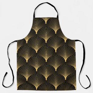 Art Deco: black gold pattern. Apron