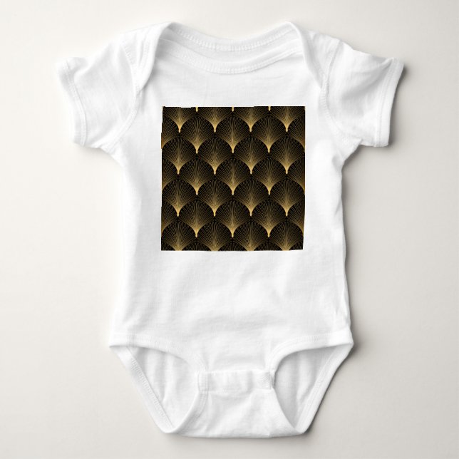 Art Deco: black gold pattern. Baby Bodysuit (Front)