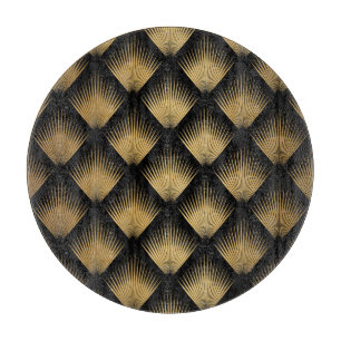 Art Deco, black gold pattern. Cutting Board