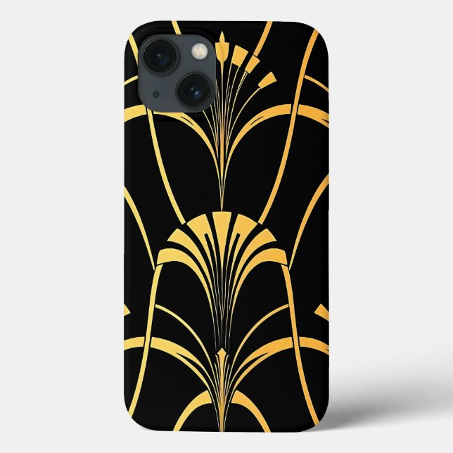Art Deco Black Gold Pattern iPhone Case (Back)
