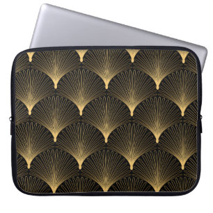 Art Deco: black gold pattern. Laptop Sleeve