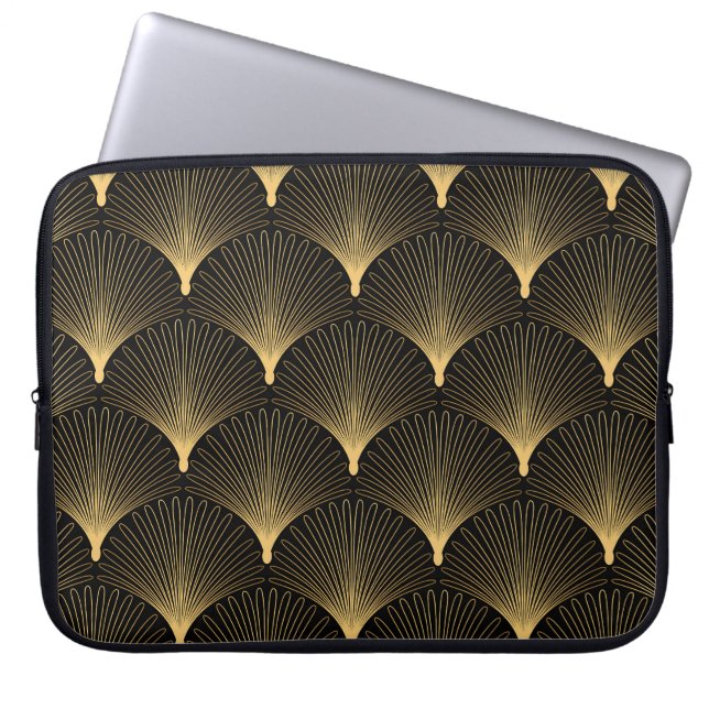Art Deco: black gold pattern. Laptop Sleeve (Front)
