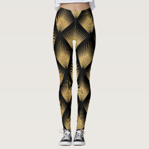 Art Deco, black gold pattern. Leggings
