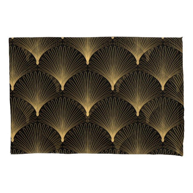 Art Deco: black gold pattern. Pillowcase (Front)