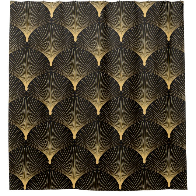 Art Deco: black gold pattern. Shower Curtain (Front)