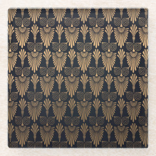 Art Deco Black Gold: Retro. Glass Coaster