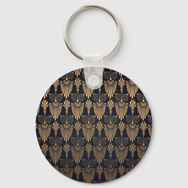 Art Deco Black Gold: Retro. Key Ring (Front)