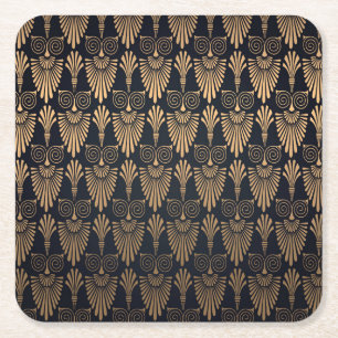 Art Deco Black Gold: Retro. Square Paper Coaster