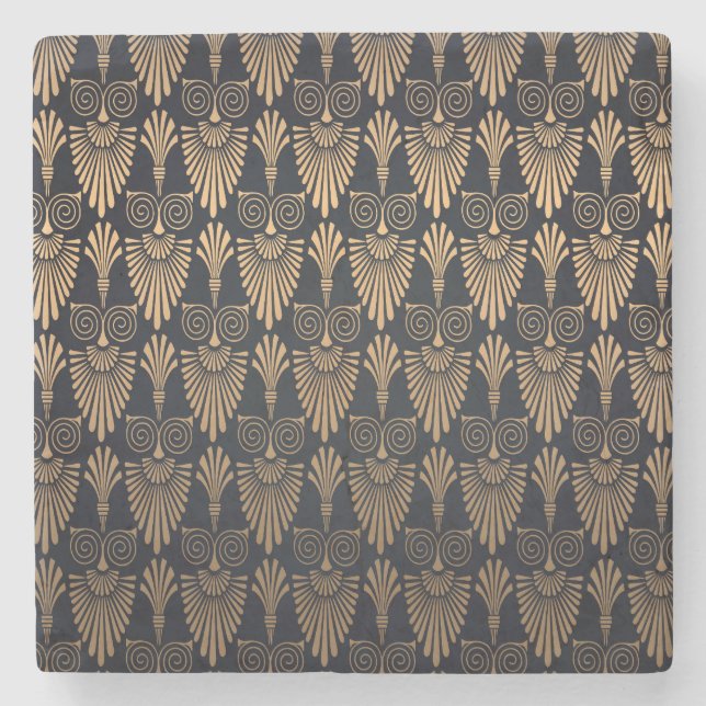 Art Deco Black Gold: Retro. Stone Coaster (Front)