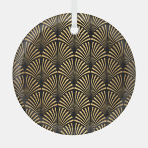 Art Deco: Black Gold Scales. Glass Tree Decoration