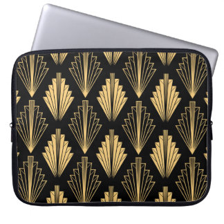 Art Deco Black Gold: Seamless Laptop Sleeve