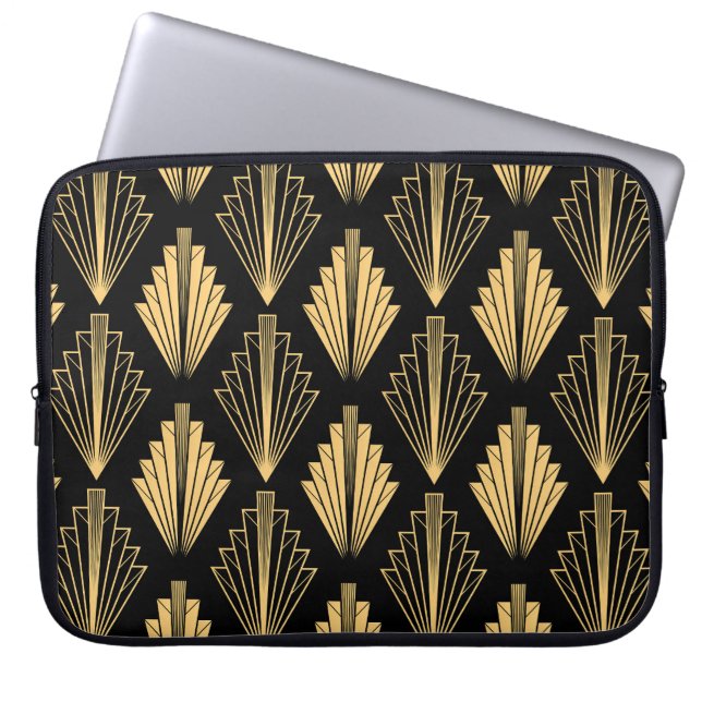 Art Deco Black Gold: Seamless Laptop Sleeve (Front)