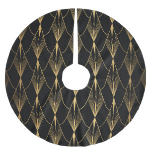 Art Deco: Black Gold Seamless Luxury Brushed Polyester Tree Skirt