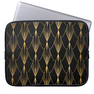 Art Deco: Black Gold Seamless Luxury Laptop Sleeve