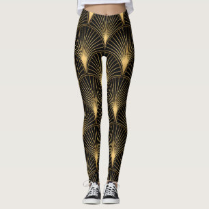 Art Deco Black Gold: Seamless Luxury Leggings