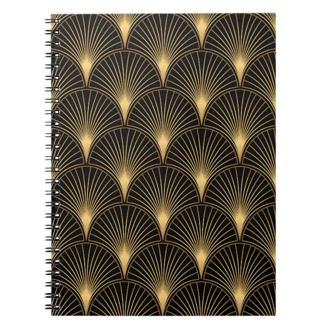 Art Deco Black Gold: Seamless Luxury Notebook (Front)