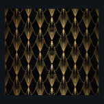 Art Deco: Black Gold Seamless Luxury Poster<br><div class="desc">Art Deco Pattern. Seamless black and gold background. Metallic shells or scales lace ornament. Minimalistic geometric design. Vintage lines. 1920-30s motifs. Luxury vintage illustration Art Deco elegance shines in this black and gold pattern. Retro sophistication reigns. Art Deco elegance: black, gold, metallic shells. background, pattern, illustration, texture, decor, vintage, gold,...</div>