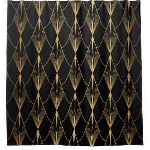 Art Deco: Black Gold Seamless Luxury Shower Curtain