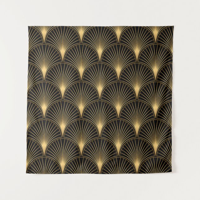 Art Deco Black Gold: Seamless Luxury Tapestry (Front)