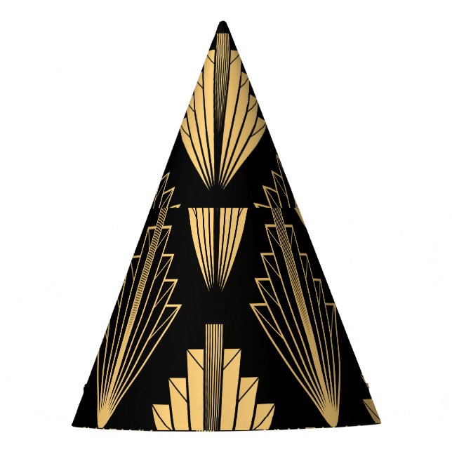 Art Deco Black Gold: Seamless Party Hat (Front)