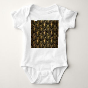 Art Deco, black gold, seamless pattern. Baby Bodysuit