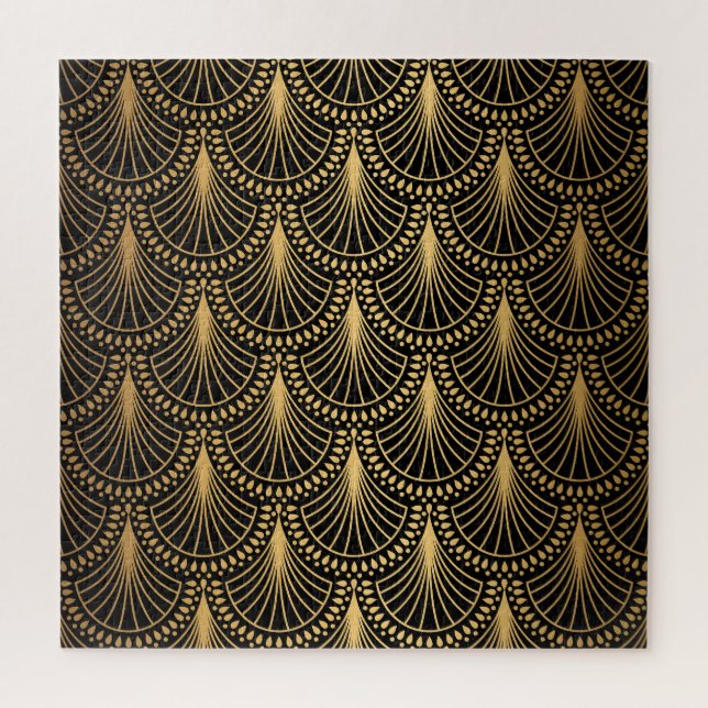 Art Deco, black gold, seamless pattern. Jigsaw Puzzle (Vertical)