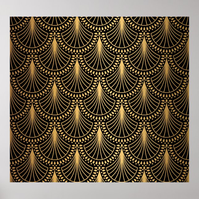 Art Deco, black gold, seamless pattern. Poster (Front)