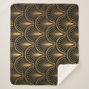 Art Deco, black gold, seamless pattern. Sherpa Blanket