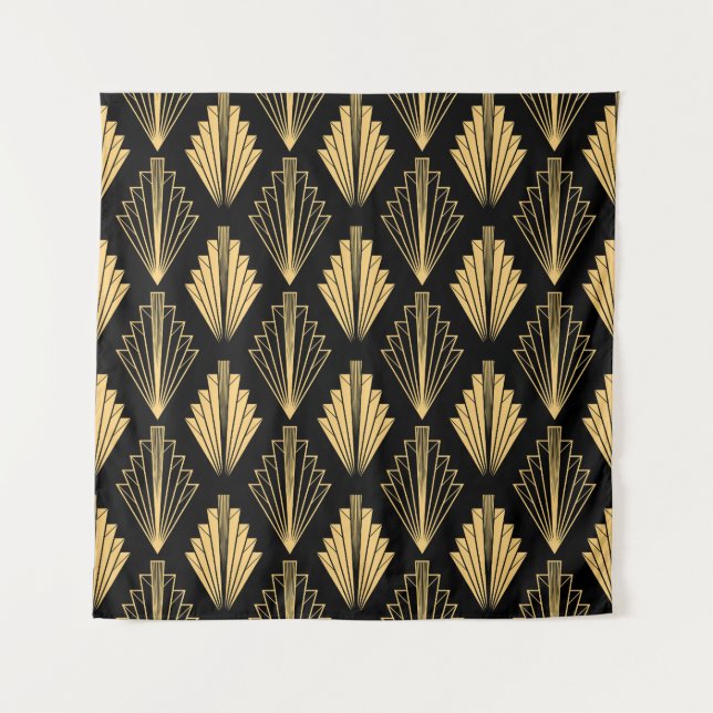 Art Deco Black Gold: Seamless Tapestry (Front)
