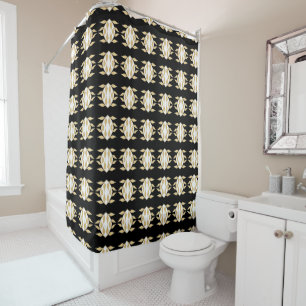 Art Deco Black Gold White Graphic Pattern Shower Curtain