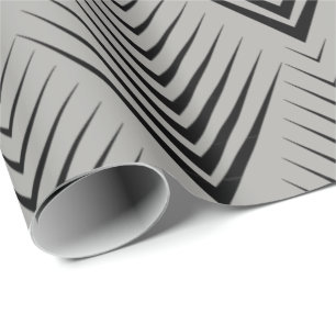 Art Deco Black Gray Elegant Minimal Botanical Wrapping Paper