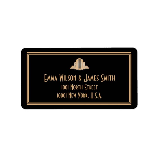 Art Deco Black Grey Great Gatsby Address Labels (Front)