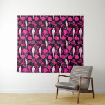 ART DECO BLACK PINK FUCHSIA FLOWERS,WHITE PARROTS TAPESTRY<br><div class="desc">Elegant vibrant , classy  French Art Deco floral fashion illustration with white parrots and flowers.</div>
