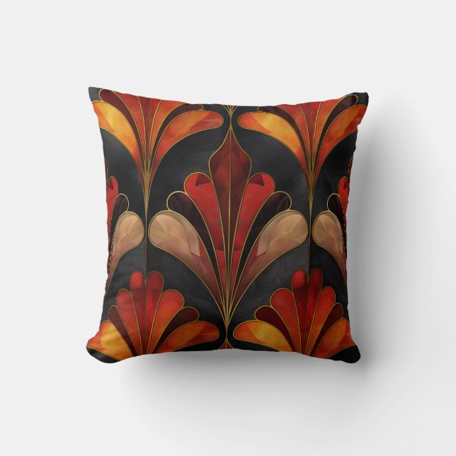 Art Deco black red gold  Cushion (Front)