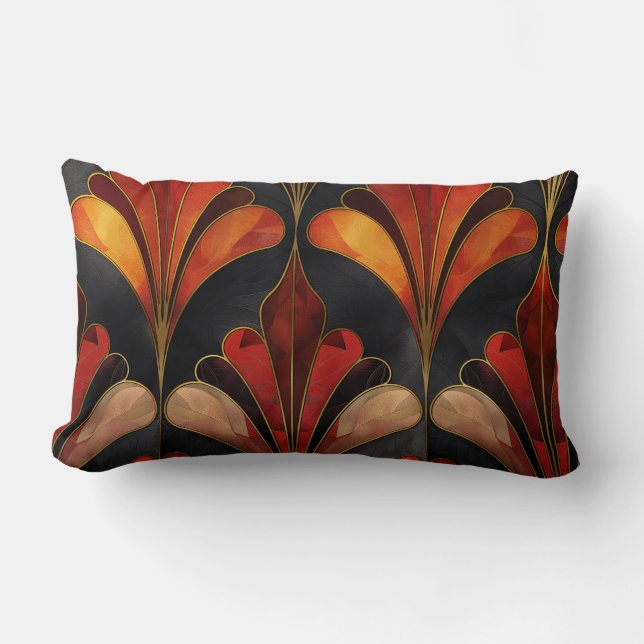 Art Deco black red gold  Lumbar Cushion (Front)