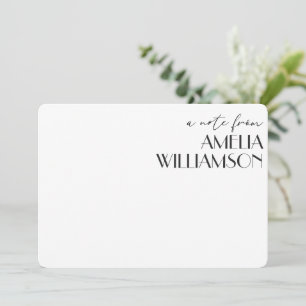 Art Deco Black Script Personalised Name Stationery Card