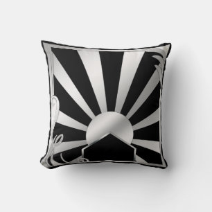 Art Deco Black & Silver Design Throw Pillow