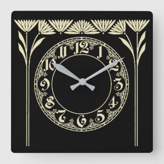 Art Deco Black Square Wall Clock