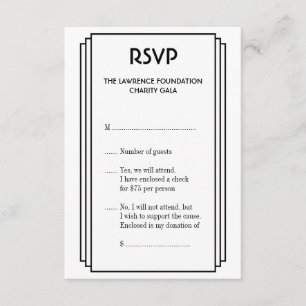 Art Deco black stacked frame gold RSVP response