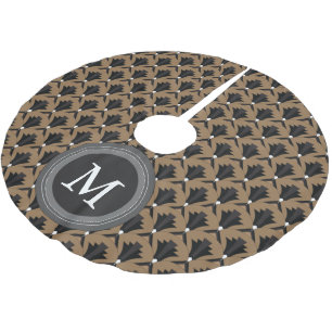 Art Deco Black Taupe Pattern Personalised Brushed Polyester Tree Skirt