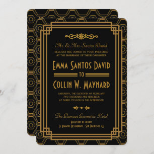 Art Deco Black Wedding Invitations