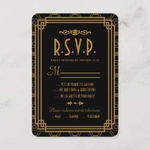 Art Deco Black Wedding Response Cards