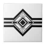 Art Deco Black White Elegant Geometric Border Ceramic Tile<br><div class="desc">Crisp black and white art deco style geometric detail ornament decorative border ceramic tile. Crisp and original design,  perfect for modern or art deco vintage style interior.</div>