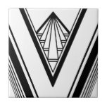 Art Deco Black White Elegant Geometric Crisp Ceramic Tile<br><div class="desc">Crisp black and white art deco style geometric detail ornament decorative ceramic tile.</div>
