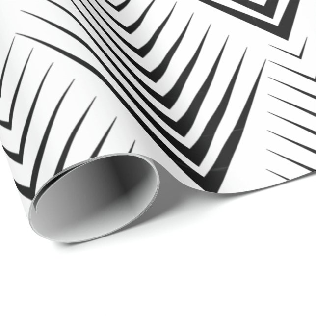 Art Deco Black White Elegant Minimal Botanical Wrapping Paper (Roll Corner)