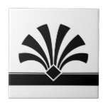 Art Deco Black White Geometric Flower Element 06 Ceramic Tile<br><div class="desc">Elegant crisp black and white art deco style geometric flower element ornament decorative ceramic tile. Sleek chic design,  perfect for a modern or art deco retro style interior.</div>