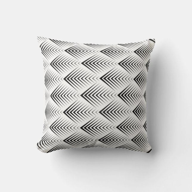 Art Deco Black White Minimal Geometric Arrows Cushion (Front)