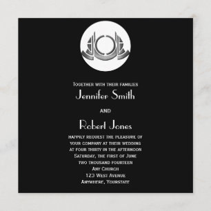 Art Deco Black White Silver Wedding Invitation