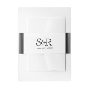 Art Deco Black White Stripe Wedding Belly Band Invitation Belly Band