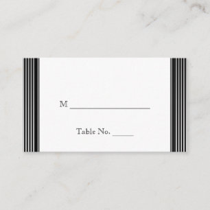 Art Deco Black White Stripe Wedding Place Cards